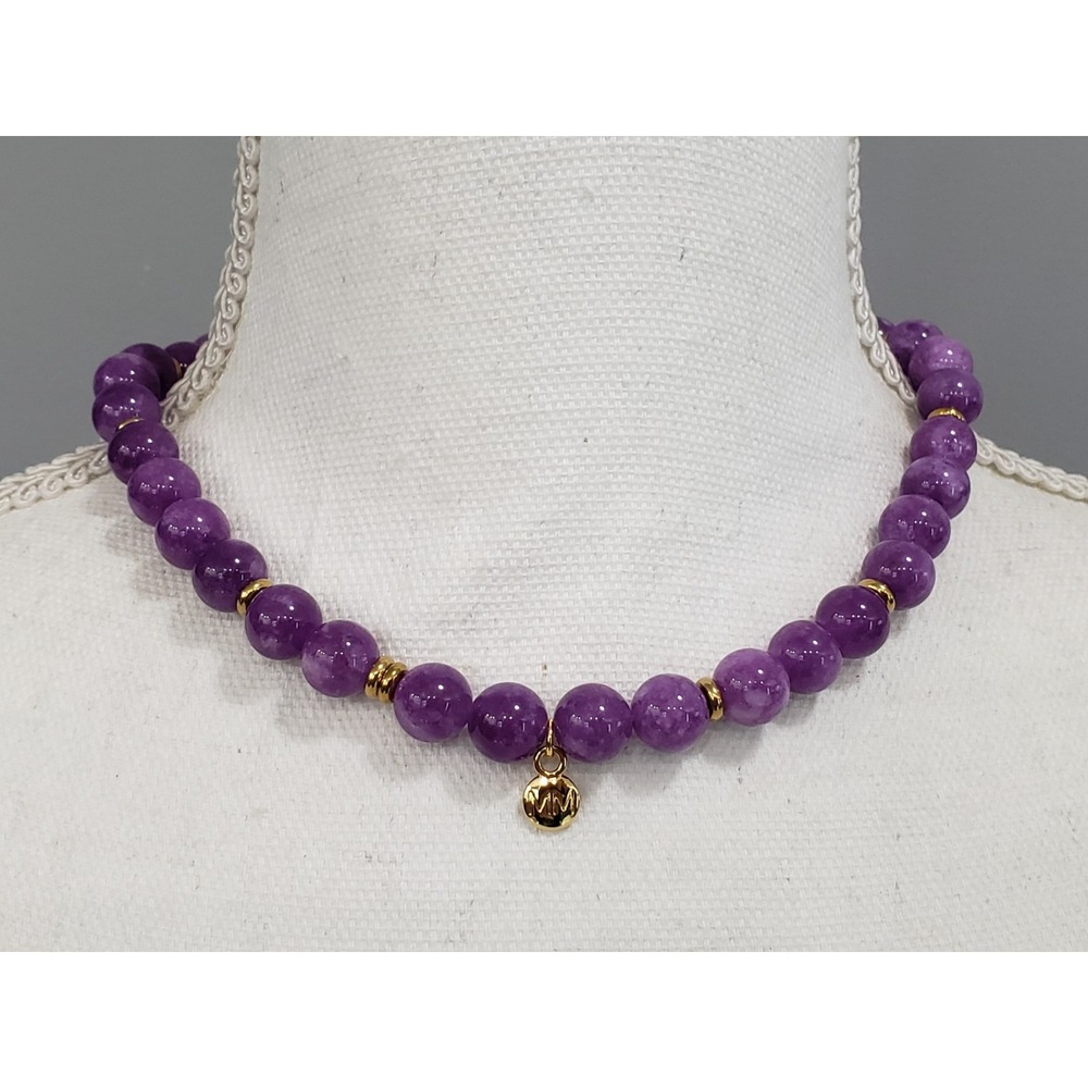 REAL KUNZITE Mayamar Beaded Natural Stone Stacker Necklace Layering PURPLE